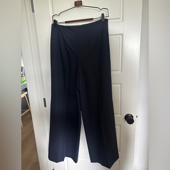 Calvin Klein Black Pinstripe Wide Leg Pants - Picture 1 of 4